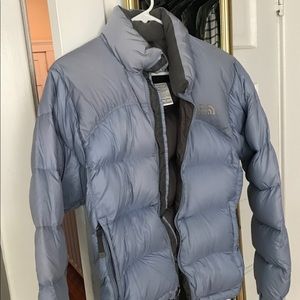North Face ice blue puffer coat
